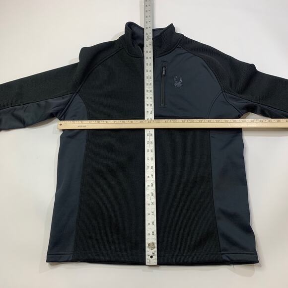 Spyder Jacket Mens Large Charcoal Black Gait Half Zip Raglan Sleeve Fleece Lined - Picture 6 of 12